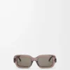 Rechteckige schmale Sonnenbrille Transparent Braun