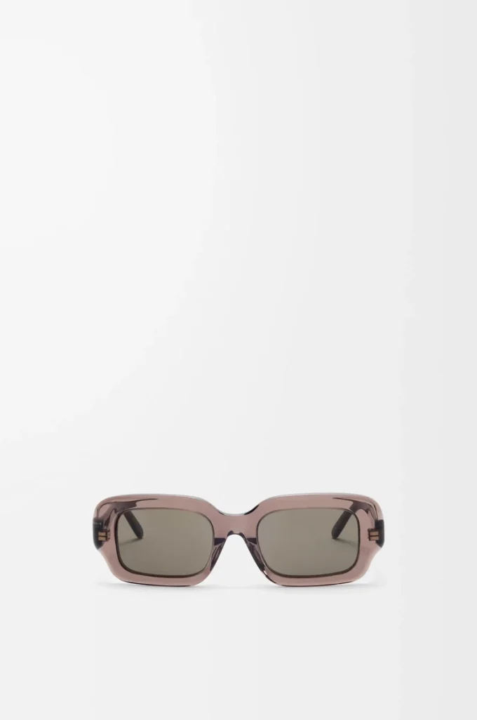 Rechteckige schmale Sonnenbrille Transparent Braun
