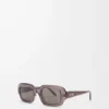 Rechteckige schmale Sonnenbrille Transparent Braun