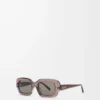 Rechteckige schmale Sonnenbrille Transparent Braun