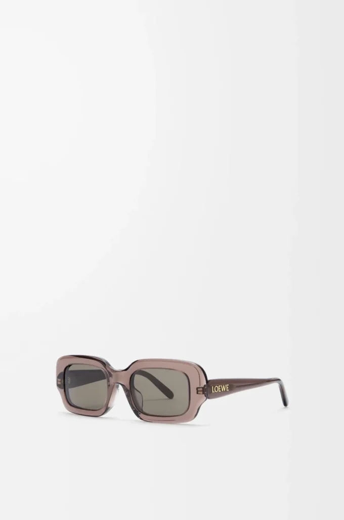 Rechteckige schmale Sonnenbrille Transparent Braun