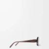 Rechteckige schmale Sonnenbrille Transparent Braun