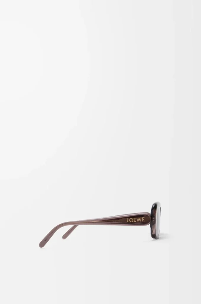 Rechteckige schmale Sonnenbrille Transparent Braun