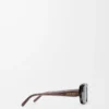 Rechteckige schmale Sonnenbrille Transparent Braun