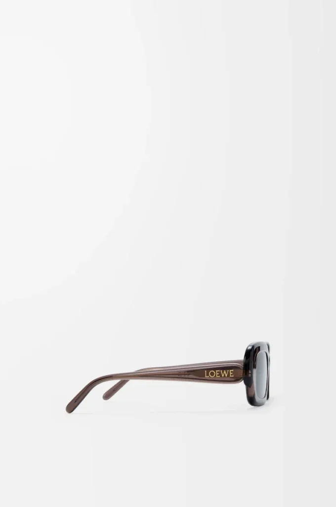 Rechteckige schmale Sonnenbrille Transparent Braun