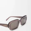 Rechteckige schmale Sonnenbrille Transparent Braun