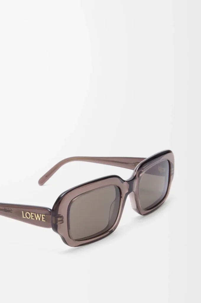 Rechteckige schmale Sonnenbrille Transparent Braun