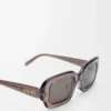 Rechteckige schmale Sonnenbrille Transparent Braun