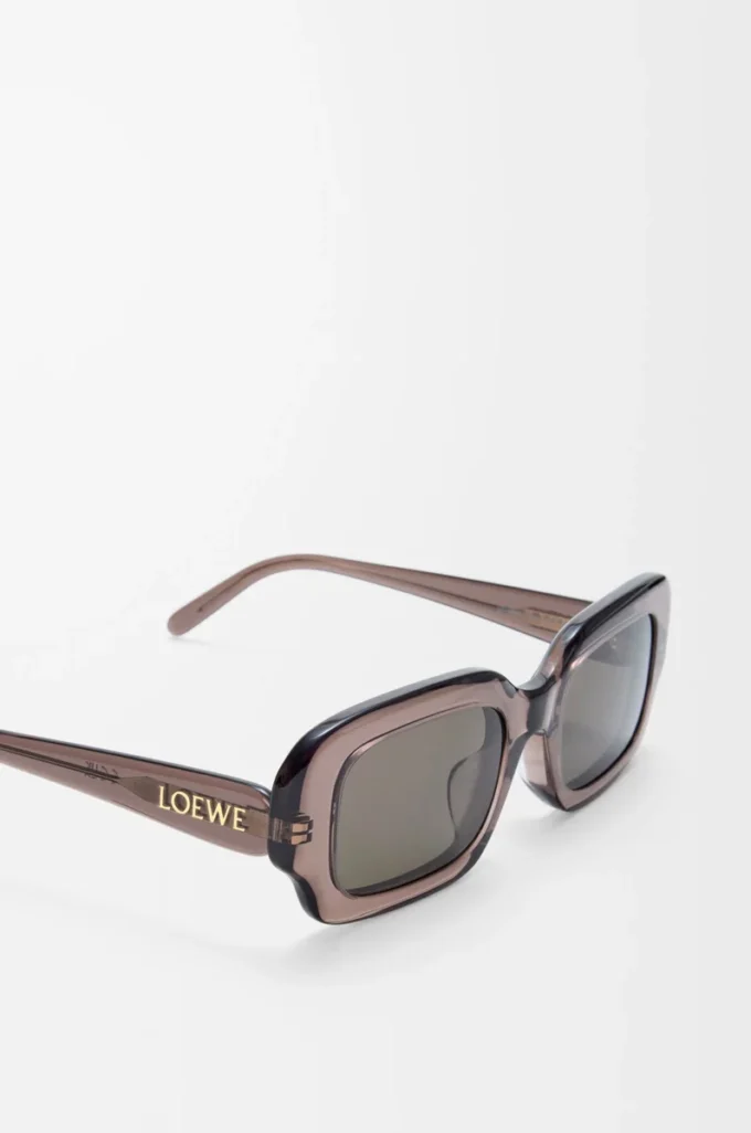 Rechteckige schmale Sonnenbrille Transparent Braun