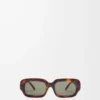 Rechteckige Slim-Sonnenbrille Havanna