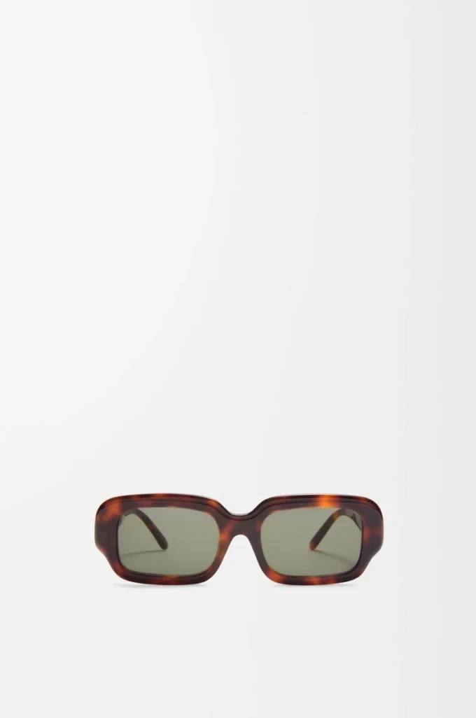 Rechteckige Slim-Sonnenbrille Havanna