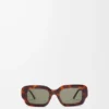 Rechteckige Slim-Sonnenbrille Havanna