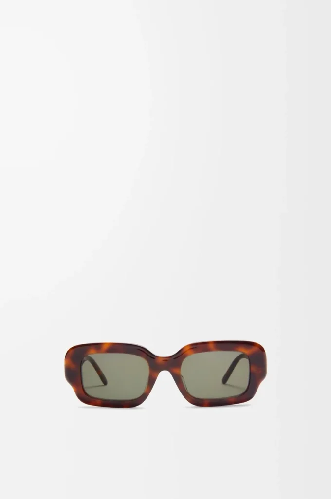 Rechteckige Slim-Sonnenbrille Havanna