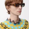 Rechteckige Slim-Sonnenbrille Havanna