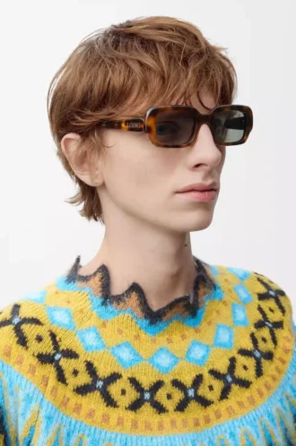 Rechteckige Slim-Sonnenbrille Havanna