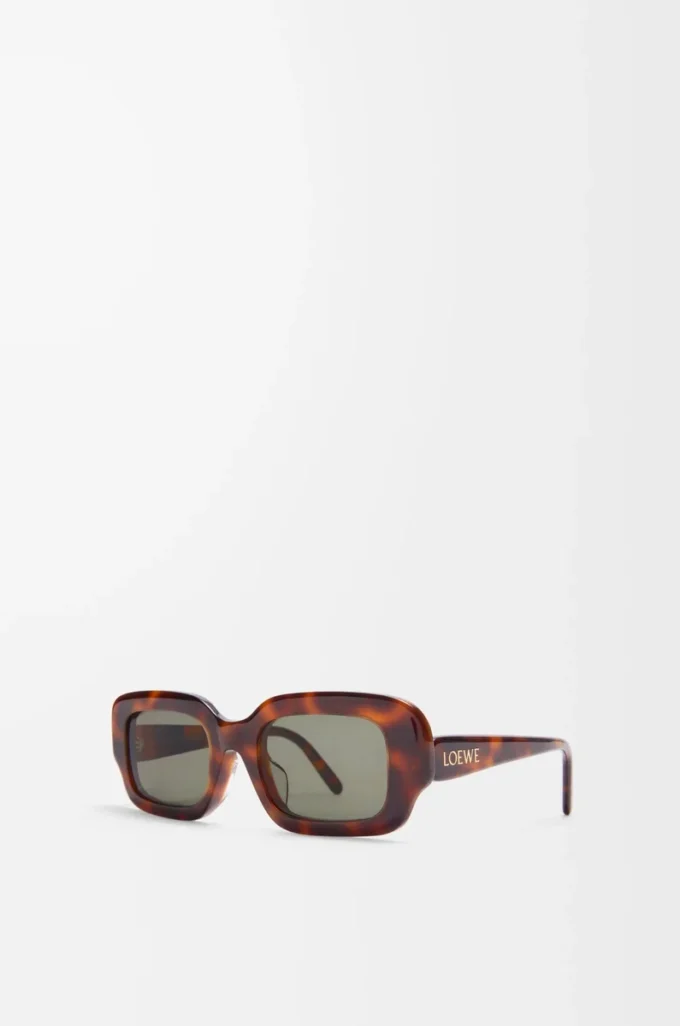 Rechteckige Slim-Sonnenbrille Havanna