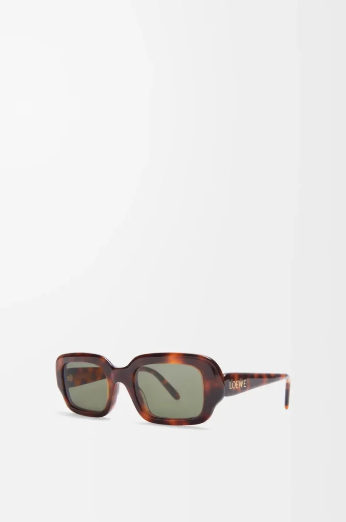 Rechteckige Slim-Sonnenbrille Havanna