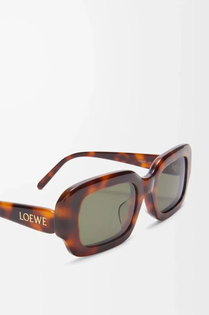 Rechteckige Slim-Sonnenbrille Havanna