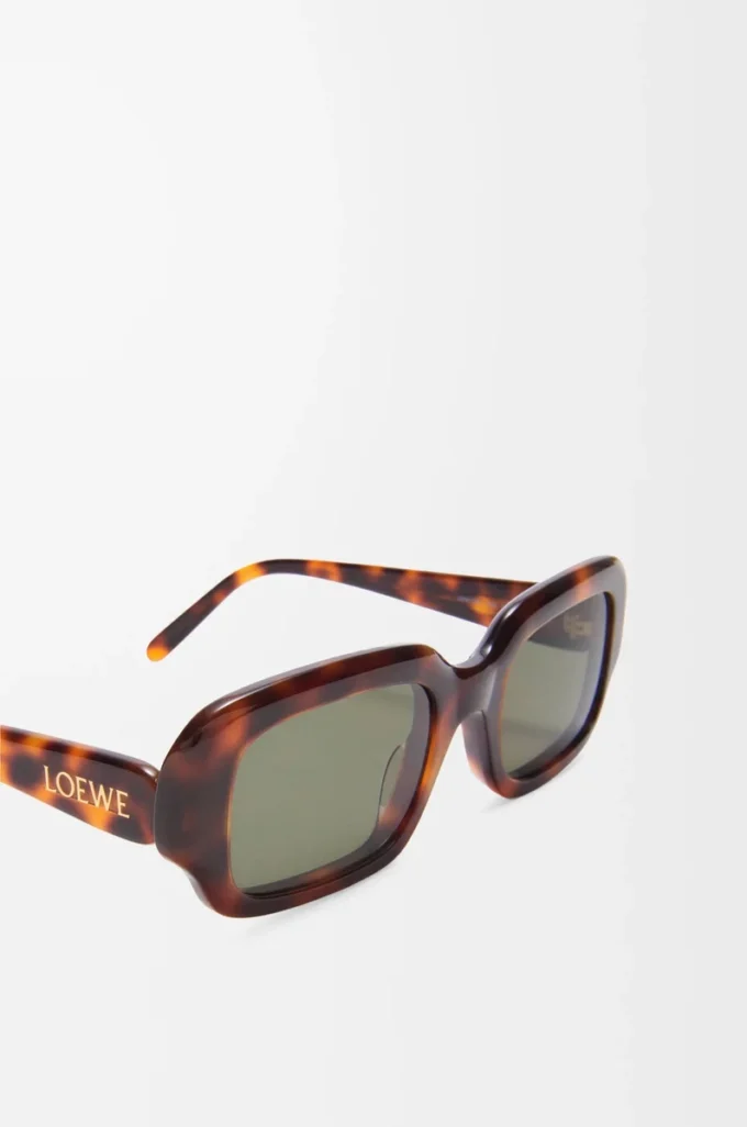 Rechteckige Slim-Sonnenbrille Havanna