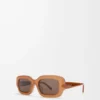 Rechteckige Slim-Sonnenbrille Hellkaramell