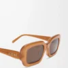 Rechteckige Slim-Sonnenbrille Hellkaramell