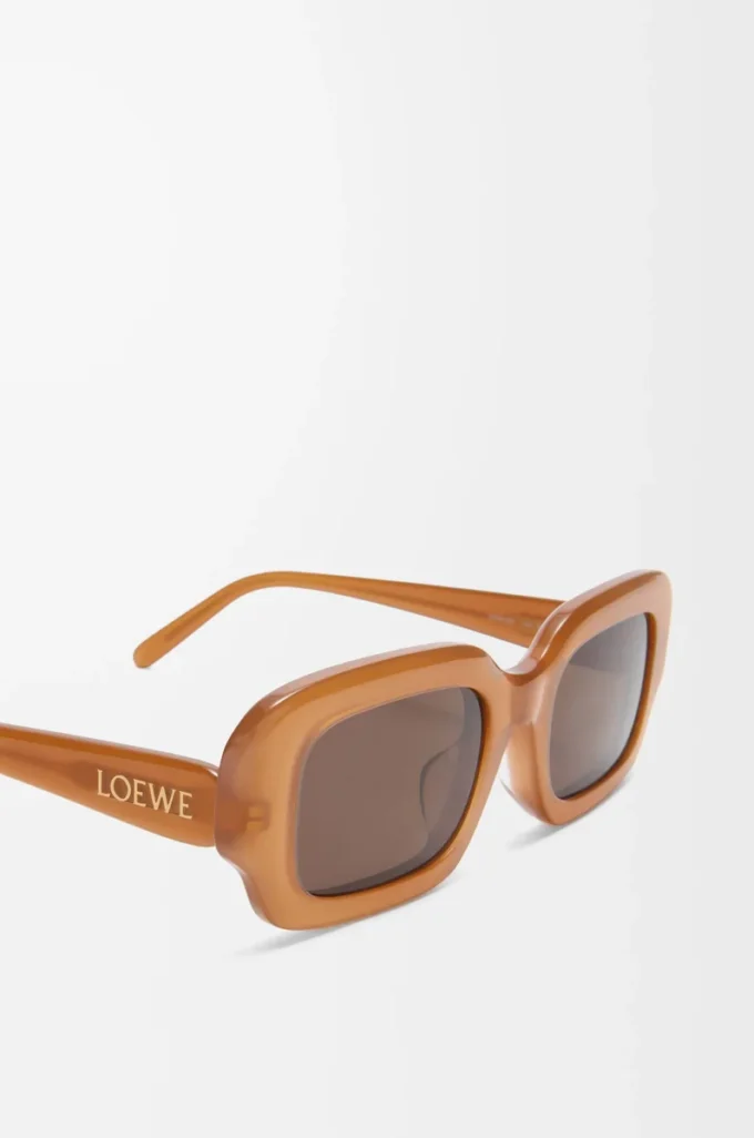 Rechteckige Slim-Sonnenbrille Hellkaramell