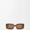 Rechteckige Sonnenbrille Havana