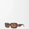 Rechteckige Sonnenbrille Havana