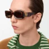 Rechteckige Sonnenbrille Havana