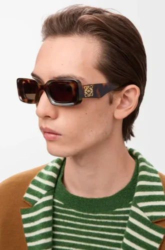Rechteckige Sonnenbrille Havana