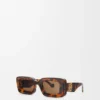 Rechteckige Sonnenbrille Havana