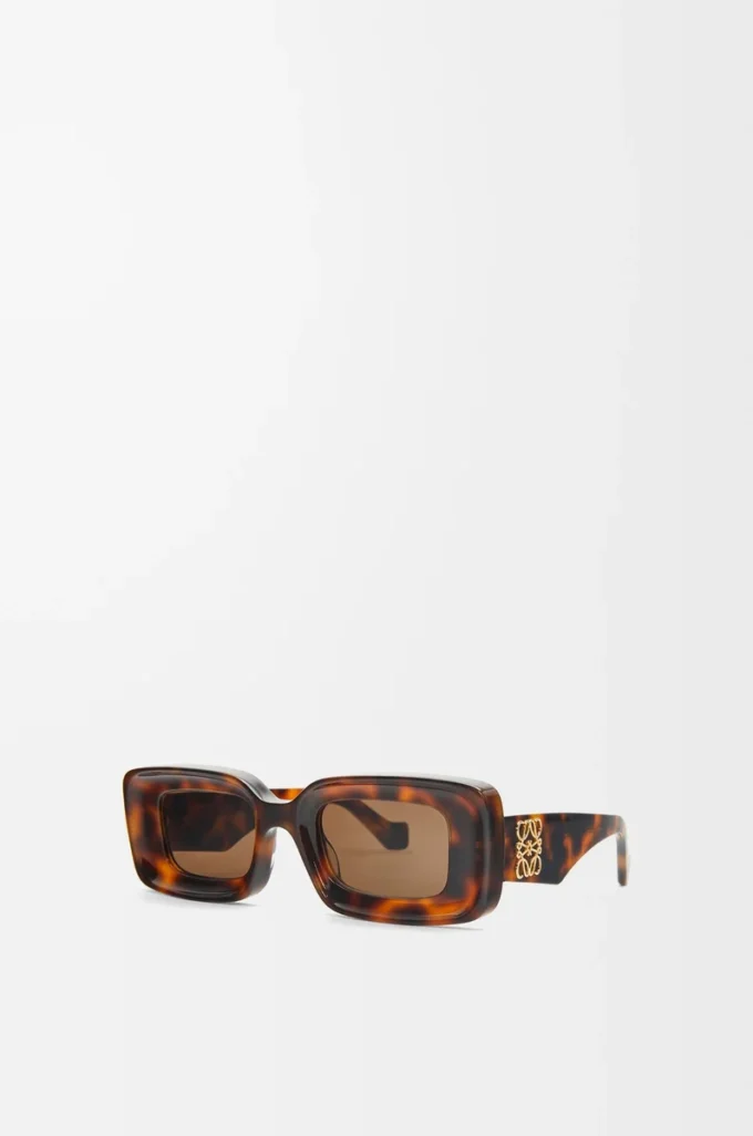 Rechteckige Sonnenbrille Havana