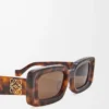 Rechteckige Sonnenbrille Havana