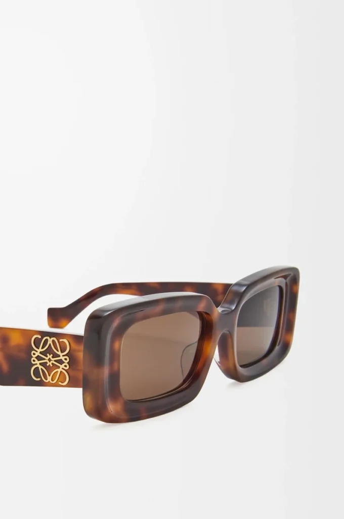 Rechteckige Sonnenbrille Havana