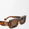 Rechteckige Sonnenbrille Havana