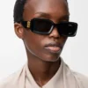 Rechteckige Sonnenbrille Schwarz