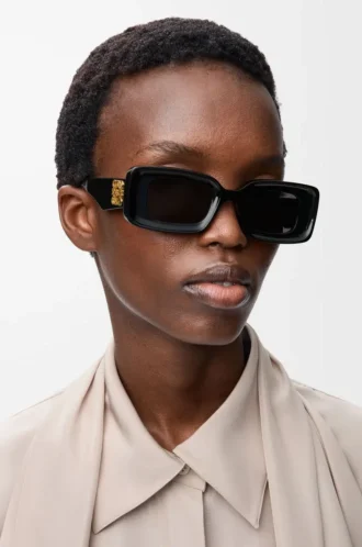 Rechteckige Sonnenbrille Schwarz