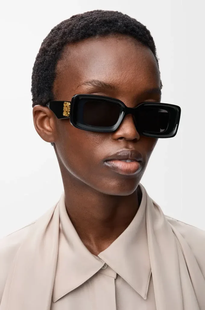 Rechteckige Sonnenbrille Schwarz