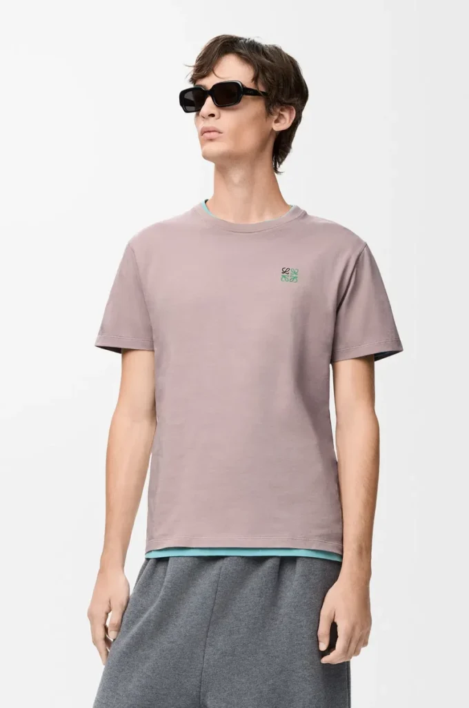 Regular Fit T-Shirt aus Baumwolle Hellrosa