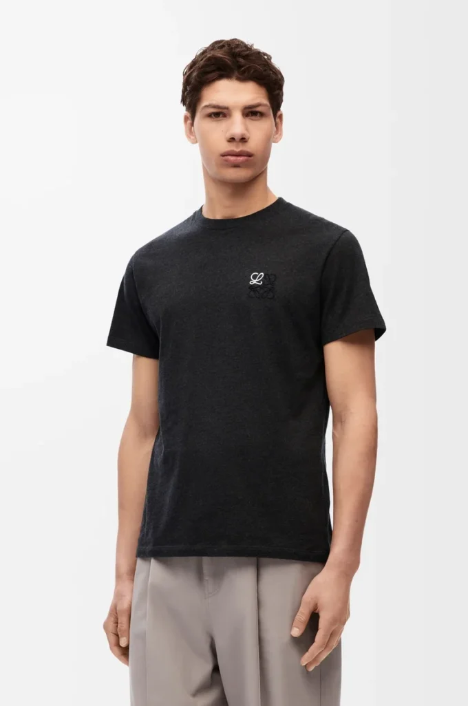 Regular Fit T-Shirt aus Baumwolle in Anthrazit