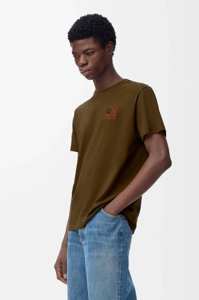 Regular Fit T-Shirt aus Baumwolle in Khaki Green