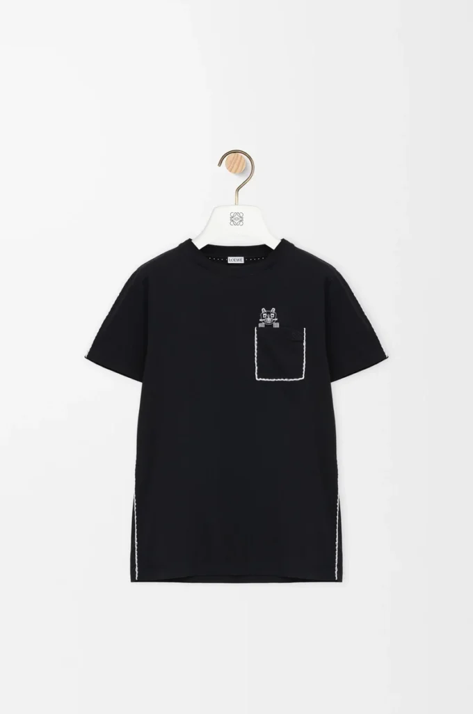Regular Fit T-Shirt aus Baumwolle Schwarz