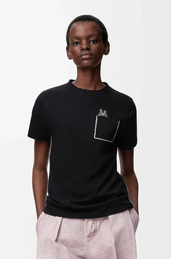 Regular Fit T-Shirt aus Baumwolle Schwarz