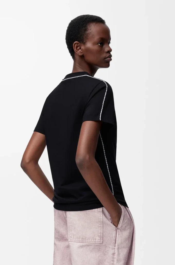 Regular Fit T-Shirt aus Baumwolle Schwarz