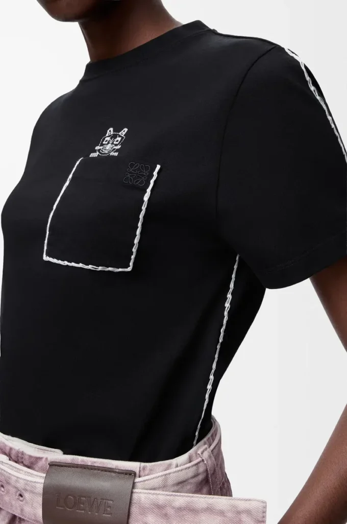 Regular Fit T-Shirt aus Baumwolle Schwarz