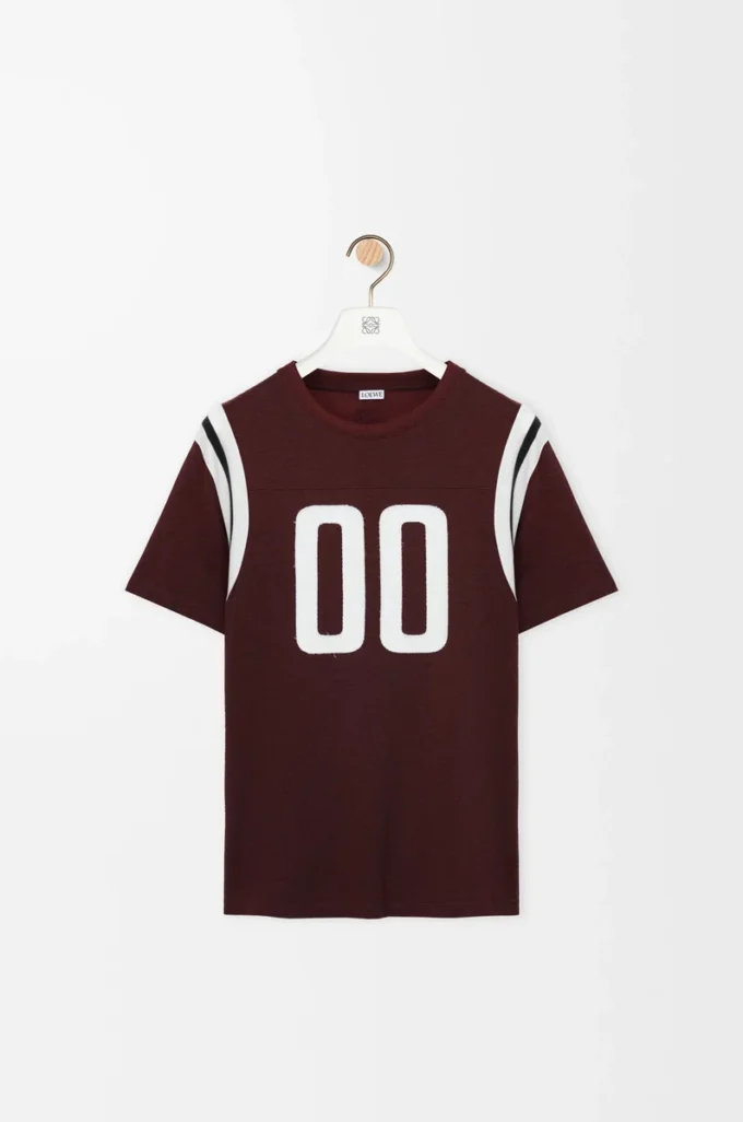 Regular Fit T-Shirt aus Baumwolle und Viskose Burgunderrot