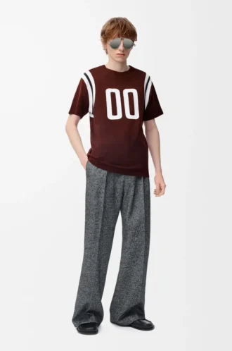 Regular Fit T-Shirt aus Baumwolle und Viskose Burgunderrot