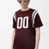 Regular Fit T-Shirt aus Baumwolle und Viskose Burgunderrot