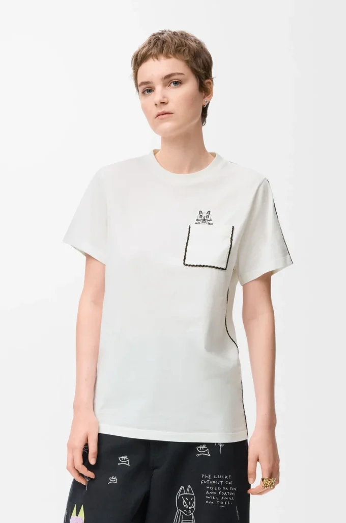 Regular Fit T-Shirt aus Baumwolle Weiß