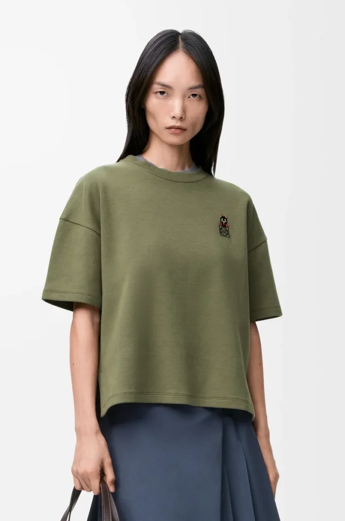Regular Fit T-Shirt aus Baumwollmischung Khaki